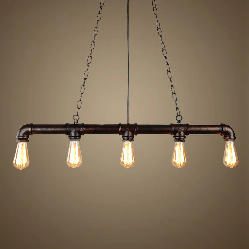 Industrial Vintage Light Wrought Iron Pipe Chandelier Bar Coffee Shop Bar Retro Loft Lighting Personality Pendant Lamp HeadLight
